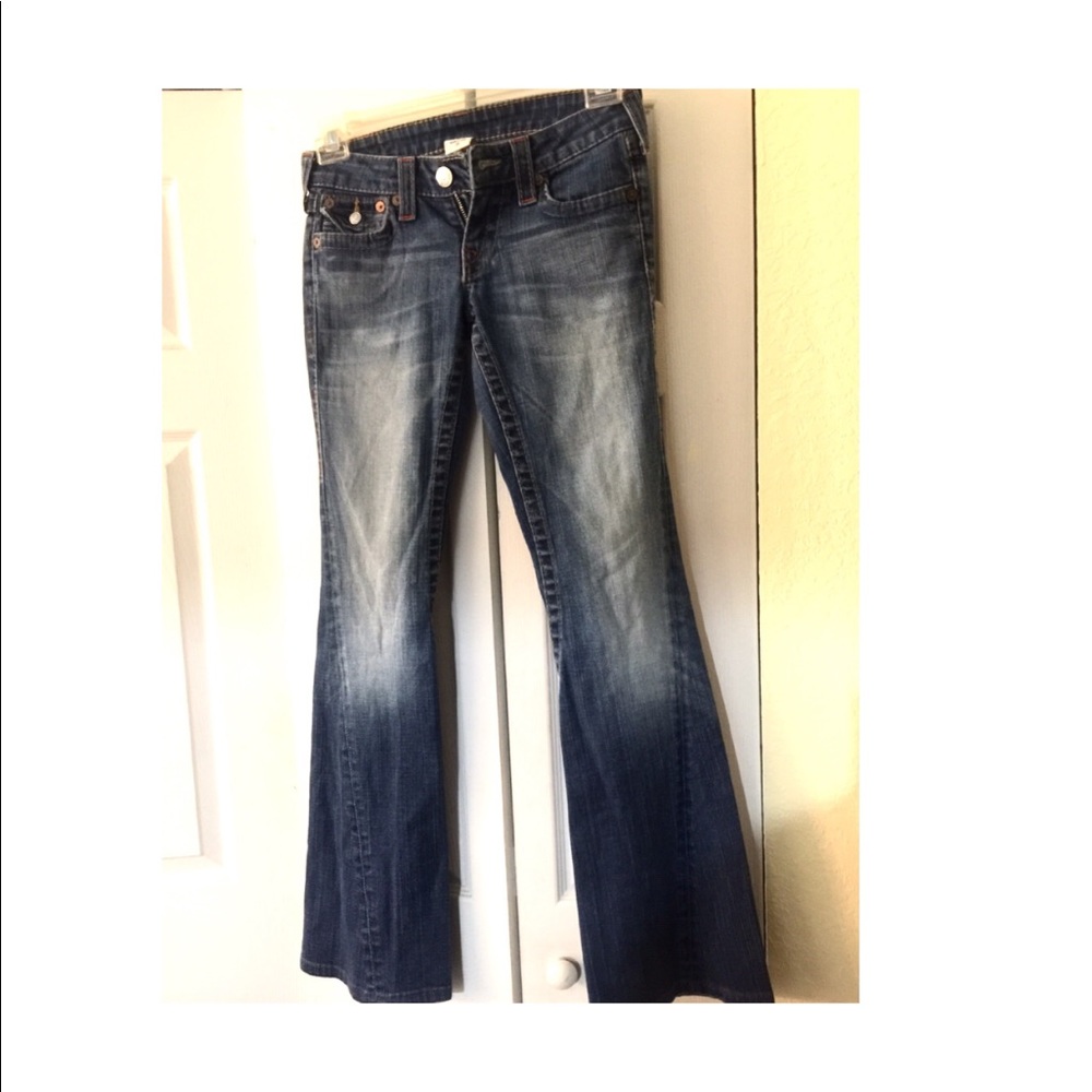 TrueReligion joey flare low Rise Women’s blue jean - Picture 2 of 8